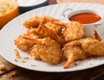 A plate of fried coconut shrimp
