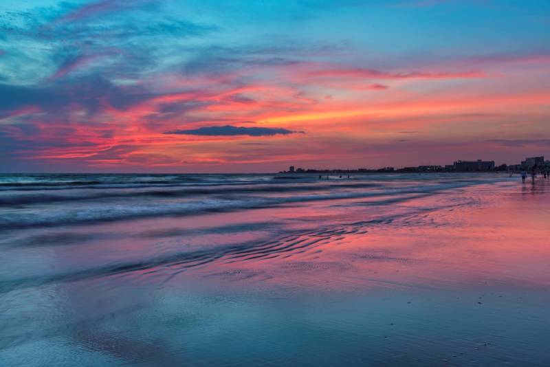 Siesta Key shoreline at sunset