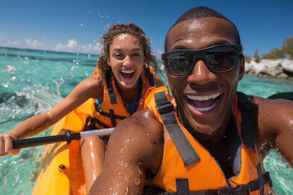 couple kayaking