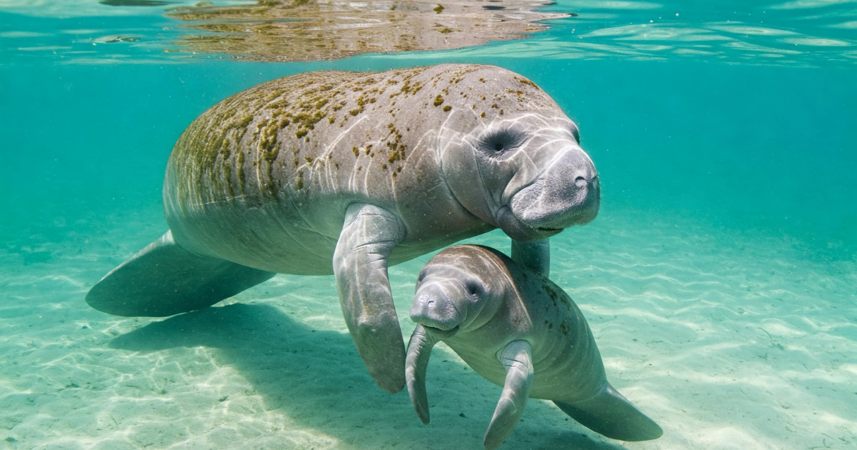 mother and calf manatee